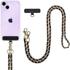 Smartish Phone Lanyard - Case Clinger - Universal iPhone Holder with Detachable Crossbody Shoulder Neck Strap Compatible with all Phone Cases - Braided Gold Chain