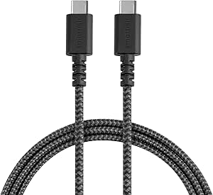 Smartish USB-C Charger for iPhone 15 - Crown Joule - 6 Foot Fast Fabric Wrapped 6ft Charging Cable 100W - [Nylon USB C to USB C Cord] Compatible w/Android, Pixel, Galaxy - MacBook Pro - Black