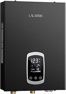 LALAHOO Tankless Water Heater Electric, Electric Water Heater 18kW 240V,Self Modulates to Save Energy Use Tankless Water Heater,Black Water Heater for Shower with LED Display,Instant Hot Water Heater