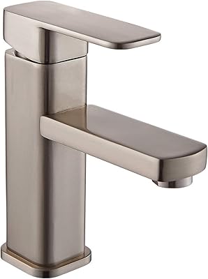 YAJO Modern Single Handle Bathroom Vessel Sink Faucet, Brushed Nickel