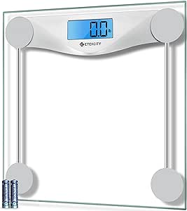 Etekcity Bathroom Scale for Body Weight, Digital Weighing Machine for People, Accurate &amp; Large LCD Backlight Display, 6mm Tempered Glass, 400 lbs