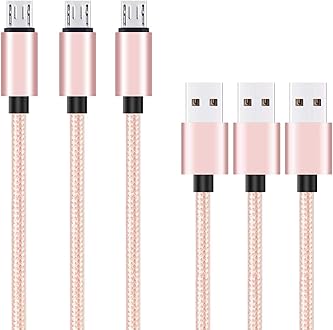 Image of Ailun Micro USB Cable,[10ft3Pack], High Speed 2.0 USB A Male to Micro USB Sync & Charging Nylon Braided Cable for Android Smartphone Tablets Wall and Car Charger Connection [Rosegold]