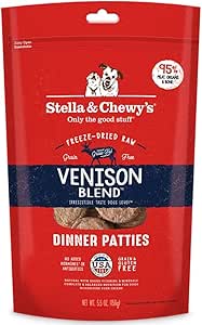 Stella &amp; Chewy&#39;s Freeze Dried Raw Dinner Patties – Grain Free Dog Food, Protein Rich Venison Blend Recipe – 5.5 oz Bag