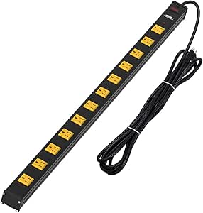 CRST Heavy Duty Surge Protector Power Strip Wide Spaced 12-Outlet 15 Feet Long Extension Cord with Mounting Brackets 15A Circuit Breaker 1800 Joules…