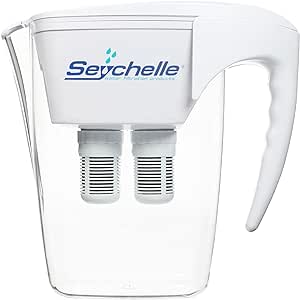 Seychelle pH2O Alkaline Water Filter Pitcher - pH Enhancing Filtration - USA-Made Filter, 64oz