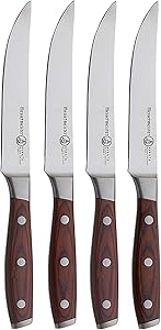 Messermeister Avanta 5” Fine Edge Steak Knife Set - German X50 Stainless Steel - Rust Resistant &amp; Easy to Maintain - Includes 4 Steak Knives