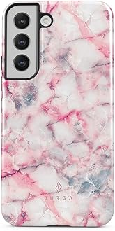 Image of BURGA Phone Case Compatible with Samsung Galaxy S22 Plus - Hybrid 2-Layer Hard Shell + Silicone Protective Case -Raspberry Jam Pink Candy Marble - Scratch-Resistant Shockproof Cover