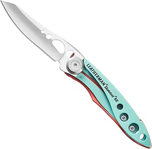 LEATHERMAN, Skeletool KB Pocketknife with Straight Edge, Stainless Steel Blade and Bottle Opener, Paradise Blue