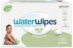 WaterWipes Plastic-Free Textured Clean, Toddler & Baby Wipes, 720 Count (12 Packs), 99.9% Water Based Wipes, U