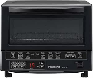 Panasonic NB-G110P-K Toaster Oven FlashXpress with Double Infrared Heating and Removable 9-Inch Inner Baking Tray, 1300W, 4-Slice, Black