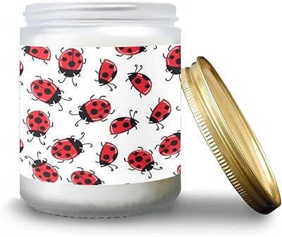 susiyo Soy Wax Candles Lavender Scented Candle in Glass Jar Gift for Women - Cute Ladybirds Animal Pattern