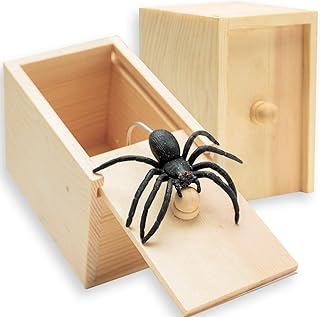 AHZI Fun Spider Money Surprise Box,Rubber Spider Prank Box,Handcrafted Spider in Box Prank