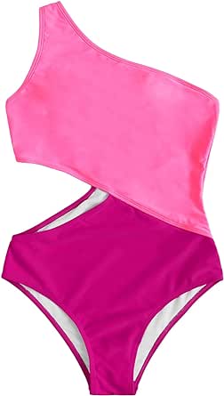 SweatyRocks Women&#39;s Bathing Suits One Shoulder Cutout One Piece Swimsuit Swimwear Monokini
