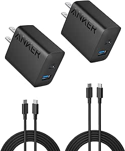 Anker iPhone 16 Charger, Anker USB C Charger, 2-Pack 20W Dual Port USB Fast Wall Charger, USB C Charger Block for iPhone 16/15 / 14 / iPad Pro/AirPods and More (2-Pack 5 ft USBC Cable Included)