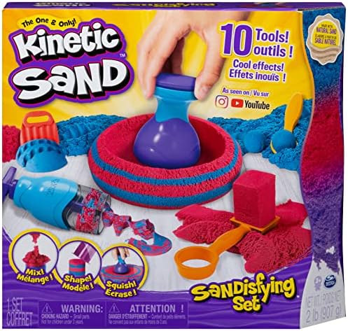 Kinetic Sand, Sandisfying Set with 2lbs of Sand and 10 Tools, Play Sand Sensory Toys for Kids Ages 3 and up
