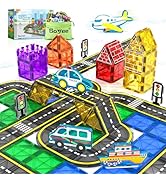 Magnetic Tiles Road Cars Toys Magnetic Building Blocks Boys Toys Ages 3 4 5 6 7 8 STEM Educationa...