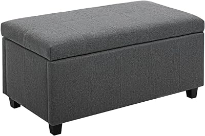 CangLong 36Inch Damara Lift-Top Storage Ottoman Bench with Fabric Upholstery, Grey
