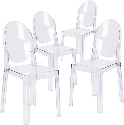 Flash Furniture Revna 4 Pack Revna Ghost Chair with Oval Back in Revna Transparent Crystal