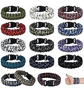 MONOBIN 15 Pack Paracord Bracelets, 550 Paracord Braided Bracelets, Men and Boys Tactical Emergen...