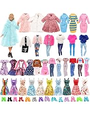 BARWA 25 Pack Doll Clothes and Accessories Handmade Including 1 Winter Coat 2 Sweater 1 Trousers Sets 3 Fashion Dresses 3 Outfits Tops and Pants 5 Mini Party Skirt and 10 Shoes for 11.5 Inch Dolls