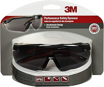 Image of 3M Safety Eyewear, Aerodynamic Design, Black w/Red Accent Frame, Gray Lens, Anti-Fog