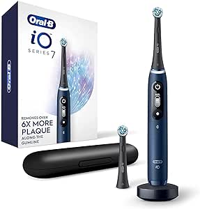 Oral-B iO Series 7 Electric Toothbrush with 2 Brush Heads, Sapphire Blue Alabster