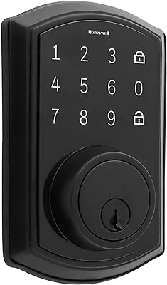 Honeywell Safes & Door Locks - Keyless Entry Door Lock with Touch Screen Keypad Deadbolt - Electronic Smart Lock with One-Touch Locking & 50 Different User Codes - 9 x 5 x 8 In - Matte Black, ‎8635004