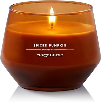 Yankee Candle Studio Medium Candle, Spiced Pumpkin, 10 oz: Long-Lasting, Essential-Oil Scented Soy Wax Blend Candle | 40-65 Hours of Burning Time