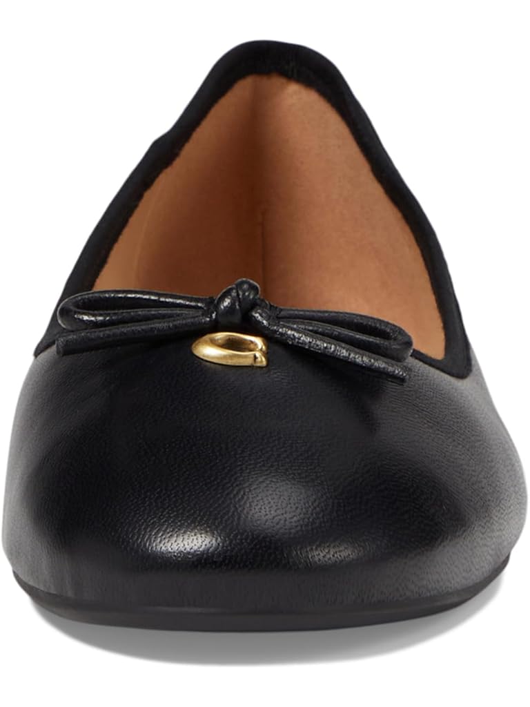 Black COACH Abigail Leather Ballet Flat