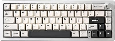 YUNZII AL66 Wireless Mechanical Keyboard,65% Knob Control Aluminum Gaming Keyboard BT/2.4G/Wired Hot Swappable Pre-lubed Switches, Gasket Mounted RGB Keyboard for Win/Mac(Milk Switch, Silver)