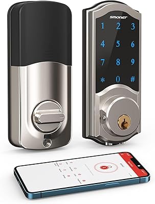 Smart Deadbolt, SMONET Keyless Entry Door Lock for Front Door, Electronic Digital Keypad Smartphone Touch Unlock Bluetooth Remote Auto Lock One-Time Code Easy to Install Support WiFi for Exterior