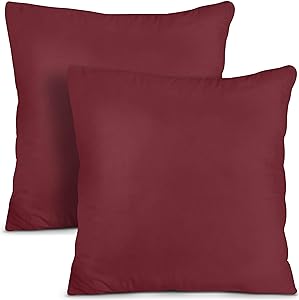 Utopia Bedding Throw Pillows Insert (Pack of 2, Wine red) - 18 x 18 Inches Bed and Couch Pillows - Indoor Decorative Pillows