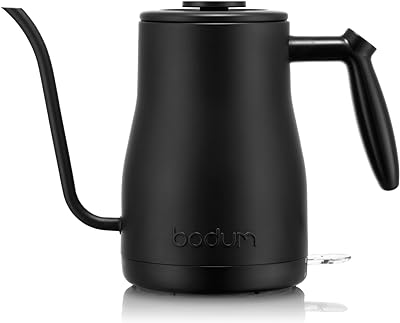 Bodum 34 oz Bistro Gooseneck Electric Water Kettle, Pour Over Coffee & Tea, Stainless Steel, Matte Black