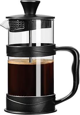 gegewawa French Press Coffee Maker, Coffee Press of 18/8 Stainless Steel Filter 11.8 OZ, Mini Camping French Press for Travel& Home Gift(Black)