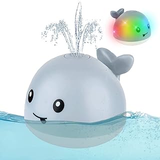 Baby Bath Toys, Whale Automatic Water Spray Bath Toys (with LED Lights), Induction Sprinkler Bathtub Baby Bath Toys (Boys,...