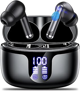 Wireless Earbuds Bluetooth Headphones 5.3,Bass Boosted Ear Buds 40H Playtime IP6 Waterproof Earbuds with LED Digital Displ...