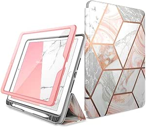 i-Blason Cosmo for iPad 9th Generation Case/8th/7th Generation Case, iPad 10.2 (2021/2020/2019), Full-Body Trifold with Screen Protector Smart Cover with Auto Sleep/Wake &amp; Pencil Holder (Marble)