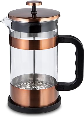 malmo 34oz French Press - Durable Stainless Steel and Heat-Resistant Borosilicate Glass Coffee and Tea Maker, Ideal for Travel and Camping (Copper)