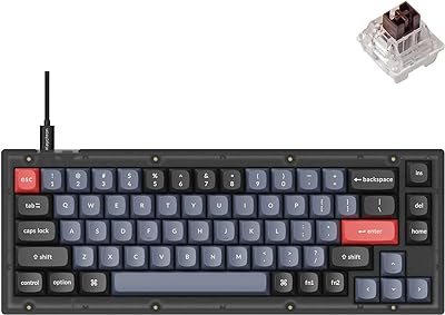 Keychron V2 Wired Custom Mechanical Keyboard, 65% Layout QMK/VIA Programmable Macro with Hot-swappable Keychron K Pro Brown Switch Compatible with Mac Windows Linux (Frosted Black - Translucent)