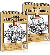 FIXSMITH 9"X12" Sketch Book | 160 Sheets (68 lb/100gsm) | 2 Pack Sketchbooks | Top Spiral Bound A...