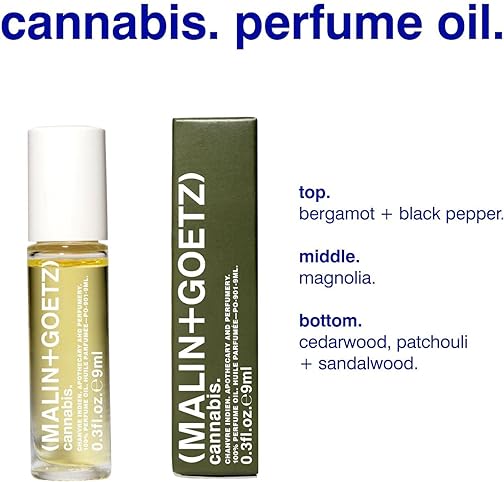 Image of Malin + Goetz Cannabis Perfume Oil, 0.3 Fl. Oz. - Men & Women Rich & Earthy Scented Oil, Fragrance Oil, Roll On Mini Perfume Body Oil, Vegan & Cruelty-Free