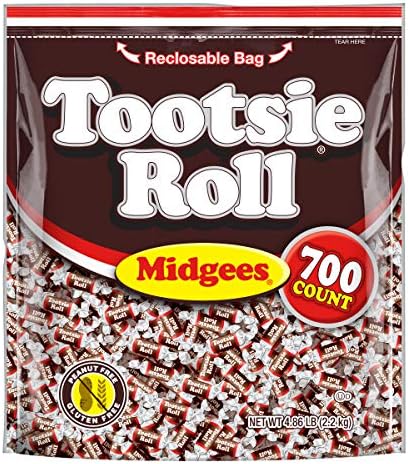 Tootsie Roll Midgees - Chewy Chocolate Gluten-Free Candy - Resealable Bag of Individually Wrapped Candies for Kids, Parties, Classroom - 700 Count (Pack of 1) (Packaging May Vary)