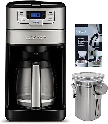 Cuisinart Automatic Grind and Brew 12-Cup Coffeemaker Bundle with Descaling Powder and Coffee Canister (3 Items)