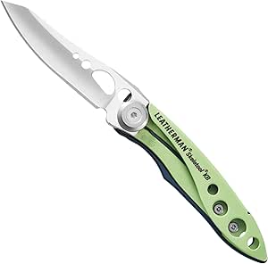 LEATHERMAN, Skeletool KB Pocketknife with Straight Edge, Stainless Steel Blade and Bottle Opener, Verdant Green