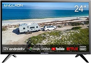 ENGLAON 24 Inch HD Smart TV with Android 11 LED 12V Display and Built-in Bluetooth 5.0 & Chromecast for use in Caravan Mot...