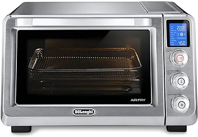 De'Longhi EO241264M 10-in-1 Digital AirFryer ,True Convection Toaster Oven with internal light, Grills, Broils, Bakes, Roasts, Reheats, preset for Cookie & Pizza, 1800-Watts, Stainless Steel, XL 24L