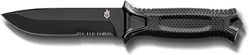 Image of Gerber Gear Strongarm - Fixed Blade Tactical Knife for Survival Gear - Black, Serrated Edge