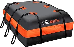 MeeFar Car Roof Bag XBEEK Rooftop top Cargo Carrier Bag 20 Cubic feet Waterproof for All Cars with/Without Rack, Includes Anti-Slip Mat, 10 Reinforced Straps, 6 Door Hooks, Luggage Lock