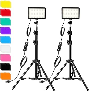 Photography Video Lighting Kit, LED Studio Streaming Lights W/70 Beads & Color Filter for Camera Photo Desktop Video Recor...
