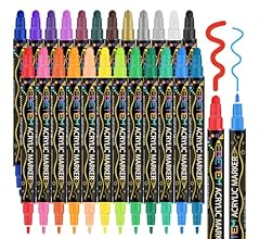 Betem 24 Colors Dual Tip Acrylic Paint Pens Markers, Premium Acrylic Paint Pens for Wood, Canvas, Stone, Rock Painting, Gla…